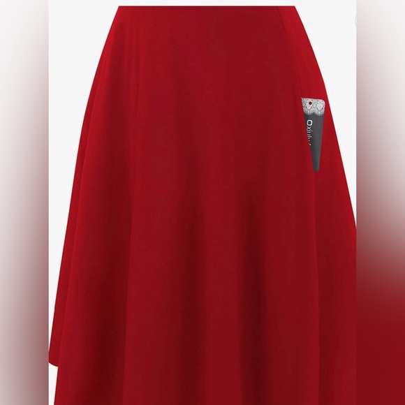 SOLD SOLD Vintage Off Shoulder Pockets Red A-Line Party Cocktail Swing Dress X - Picture 4 of 4